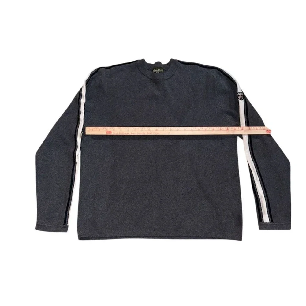 Eddie‎ Bauer Men's Gray Striped Crew Neck Pullover cotton Sweater L grandpacore - Picture 7 of 8
